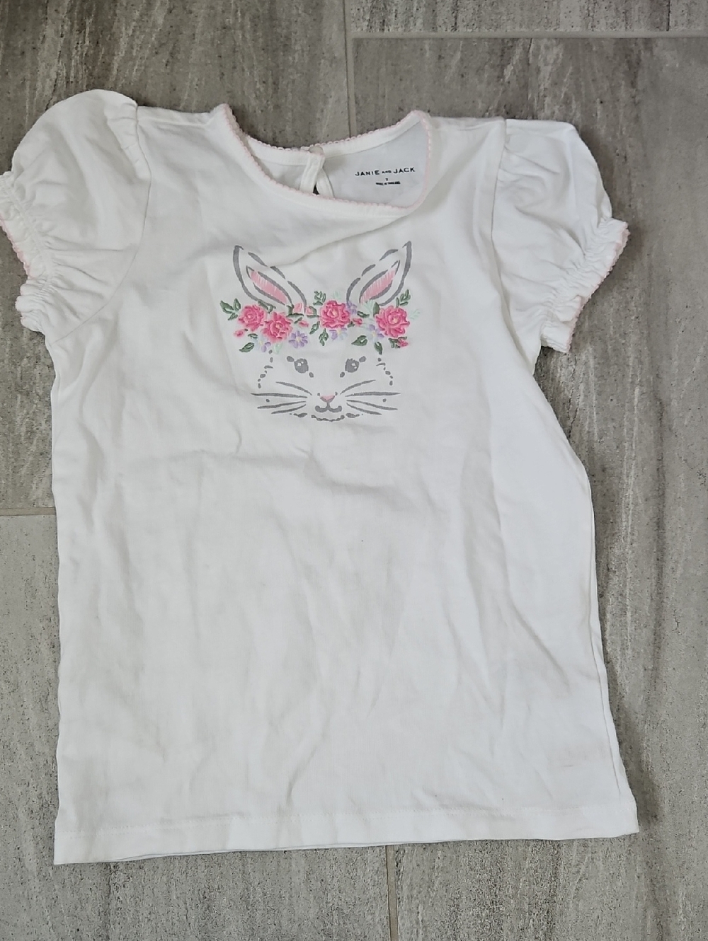 Janie and Jack White Tee with Pink Floral Bunny